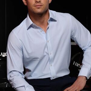 NWOT Collars & Co. Glacier Blue Twill Apex Performance Long Sleeve Shirt XXL